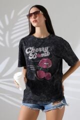Yıkamalı Taşlı Oversize Tshirt