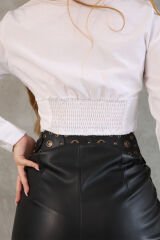 Bel Korse Detayı Crop Gömlek