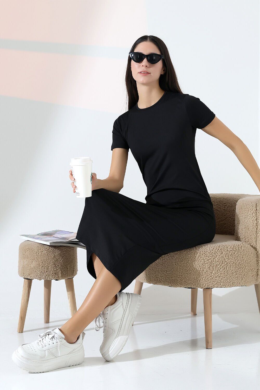 Maxi Boy Kısa Kollu Elbise