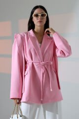 Kol Kuşak Sarkmalı Astarlı Blazer