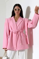 Kol Kuşak Sarkmalı Astarlı Blazer