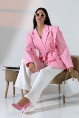 Kol Kuşak Sarkmalı Astarlı Blazer