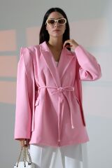 Kol Kuşak Sarkmalı Astarlı Blazer