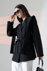 Kol Kuşak Sarkmalı Astarlı Blazer