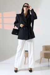 Kol Kuşak Sarkmalı Astarlı Blazer