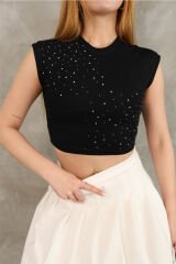Sıfır Kol Taşlı Crop