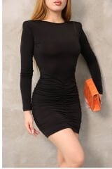 Büzgülü Mini Sandy Elbise