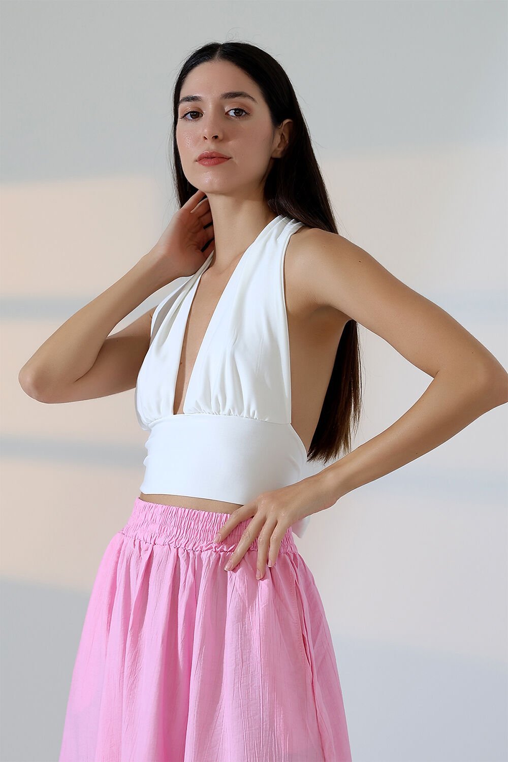 Boyundan Bağlamalı Sırt  Dekolteli Crop