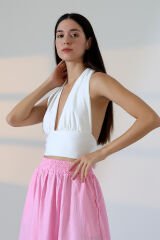 Boyundan Bağlamalı Sırt  Dekolteli Crop