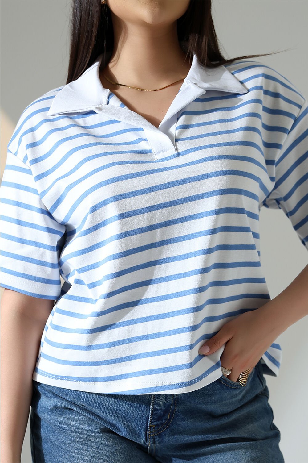 Polo Yaka Crop Tshirt