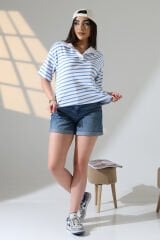 Polo Yaka Crop Tshirt
