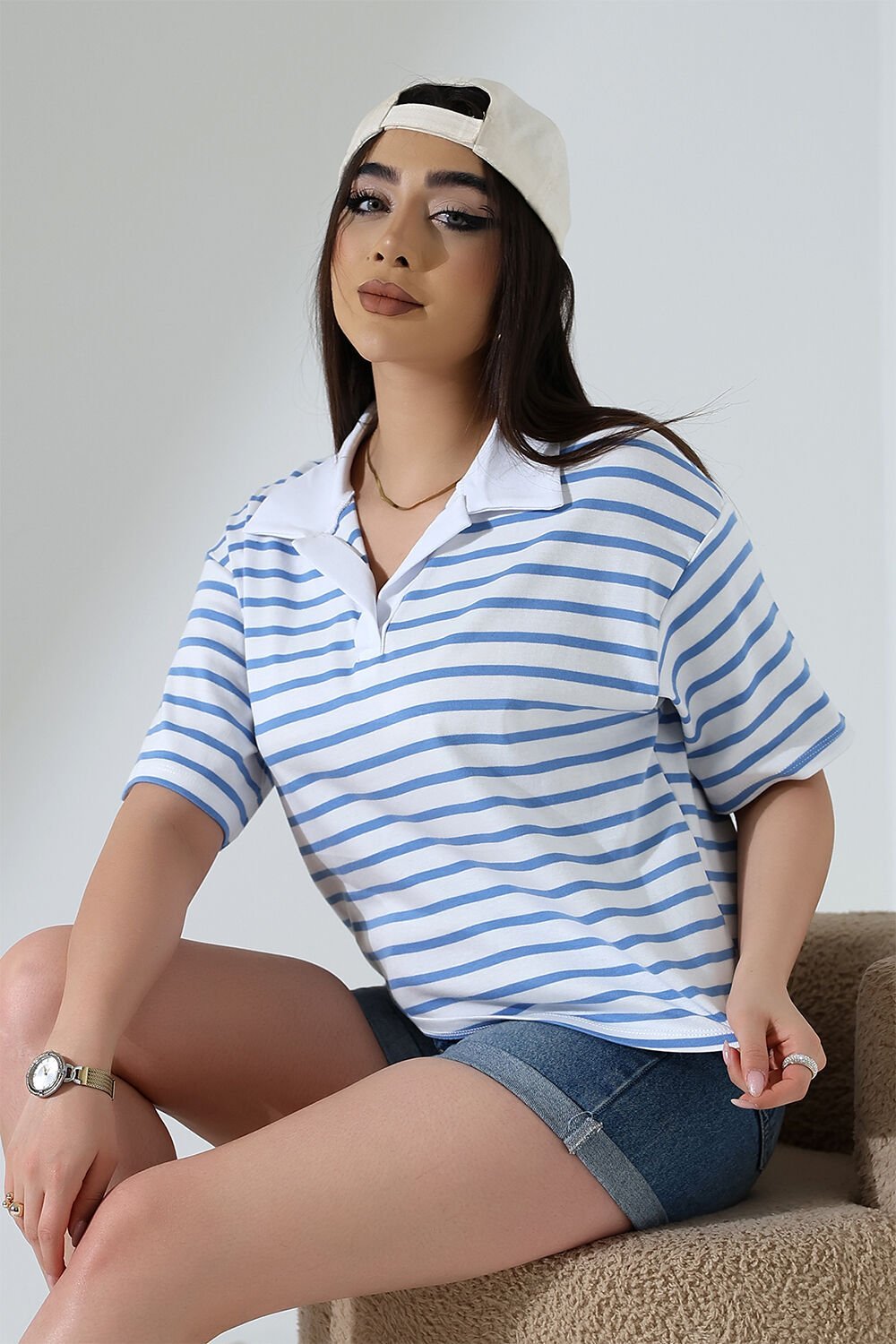 Polo Yaka Crop Tshirt