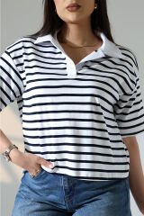 Polo Yaka Crop Tshirt