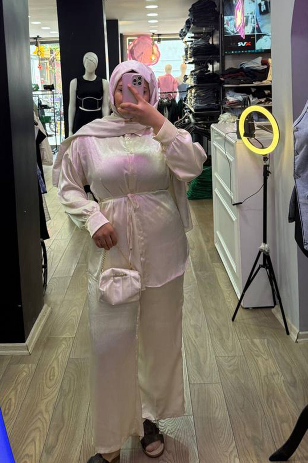 Saten İkili Gömlek Takım