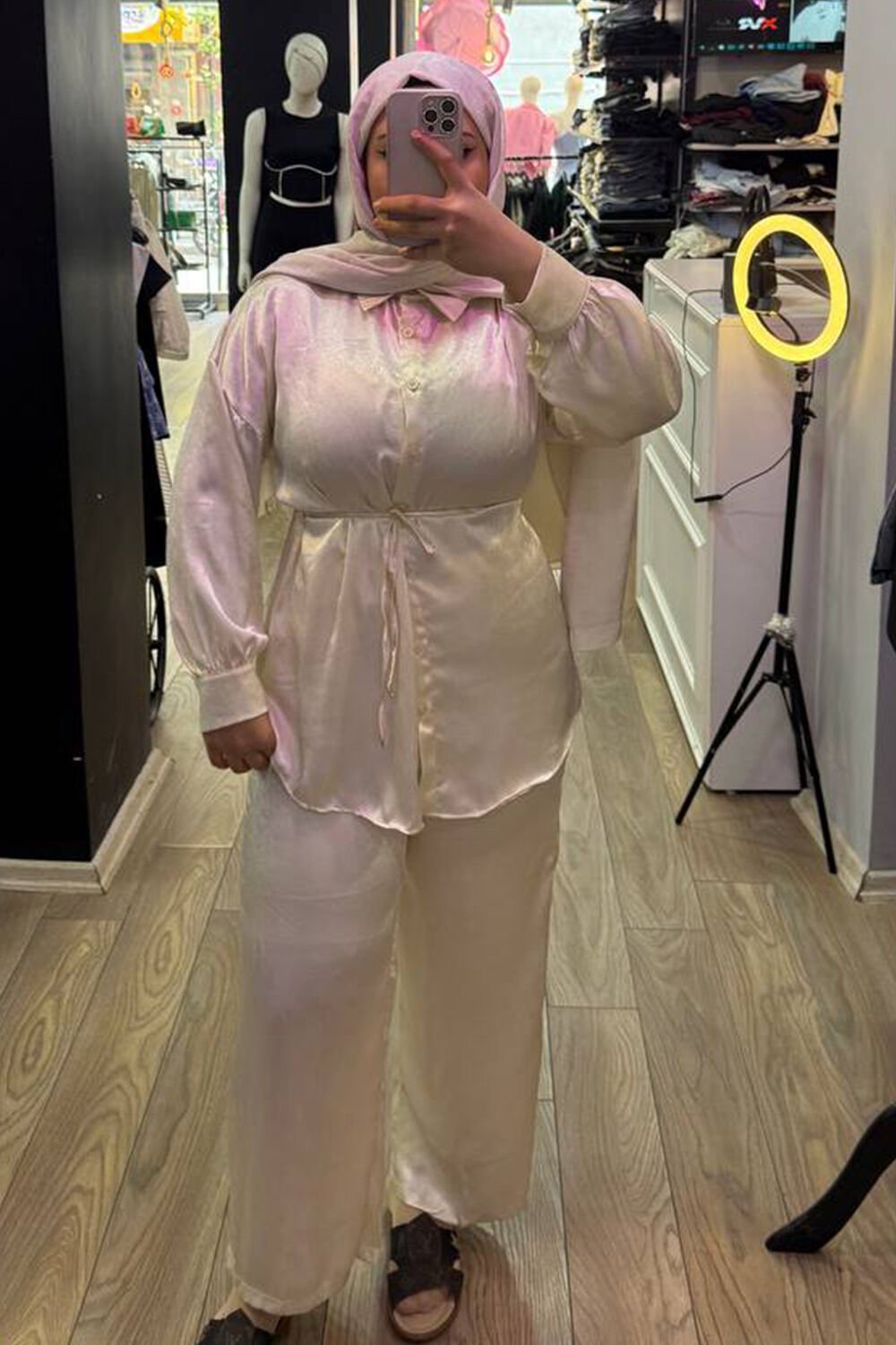 Saten İkili Gömlek Takım