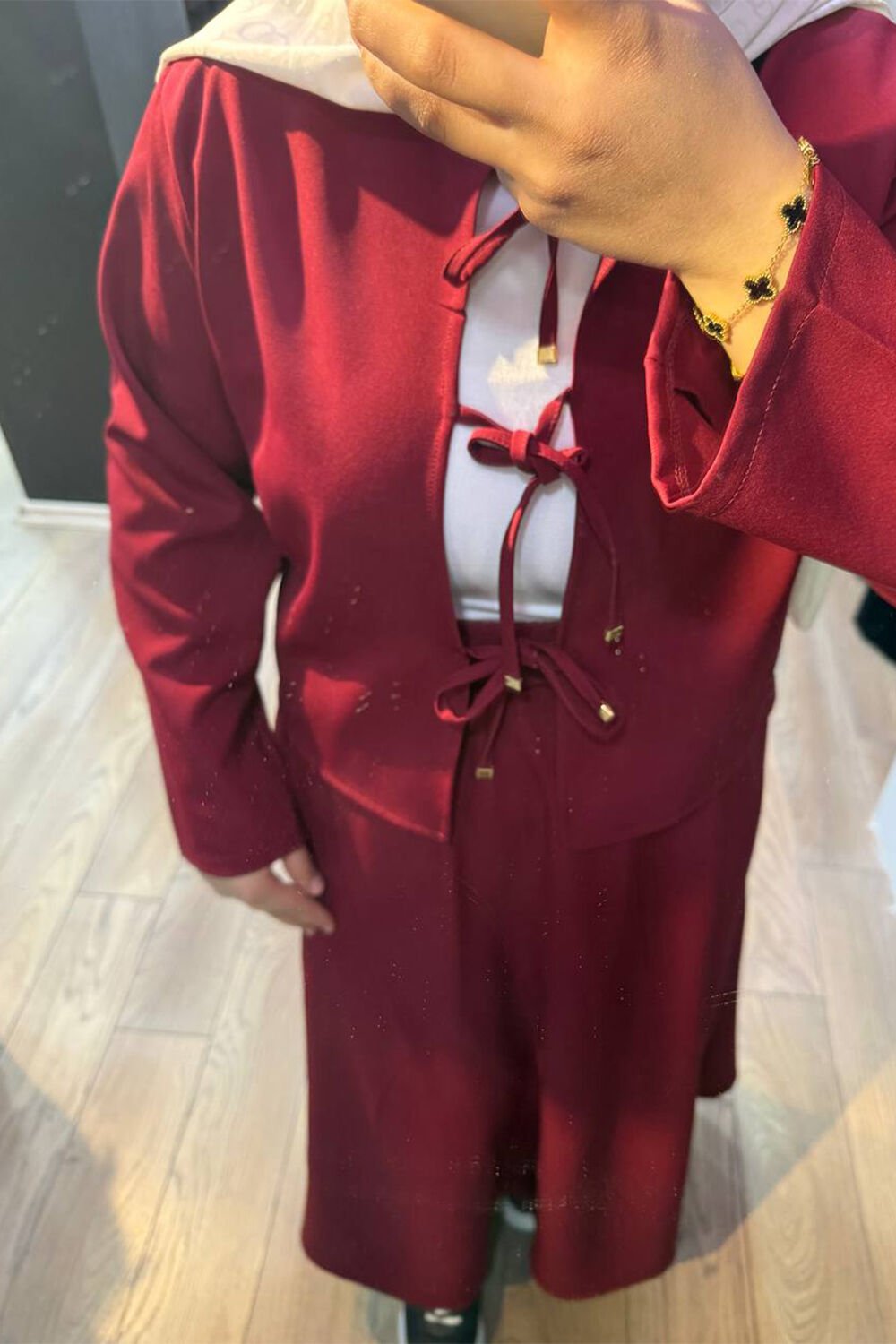 Kurdele Bağlama Detaylı Etekli Takım