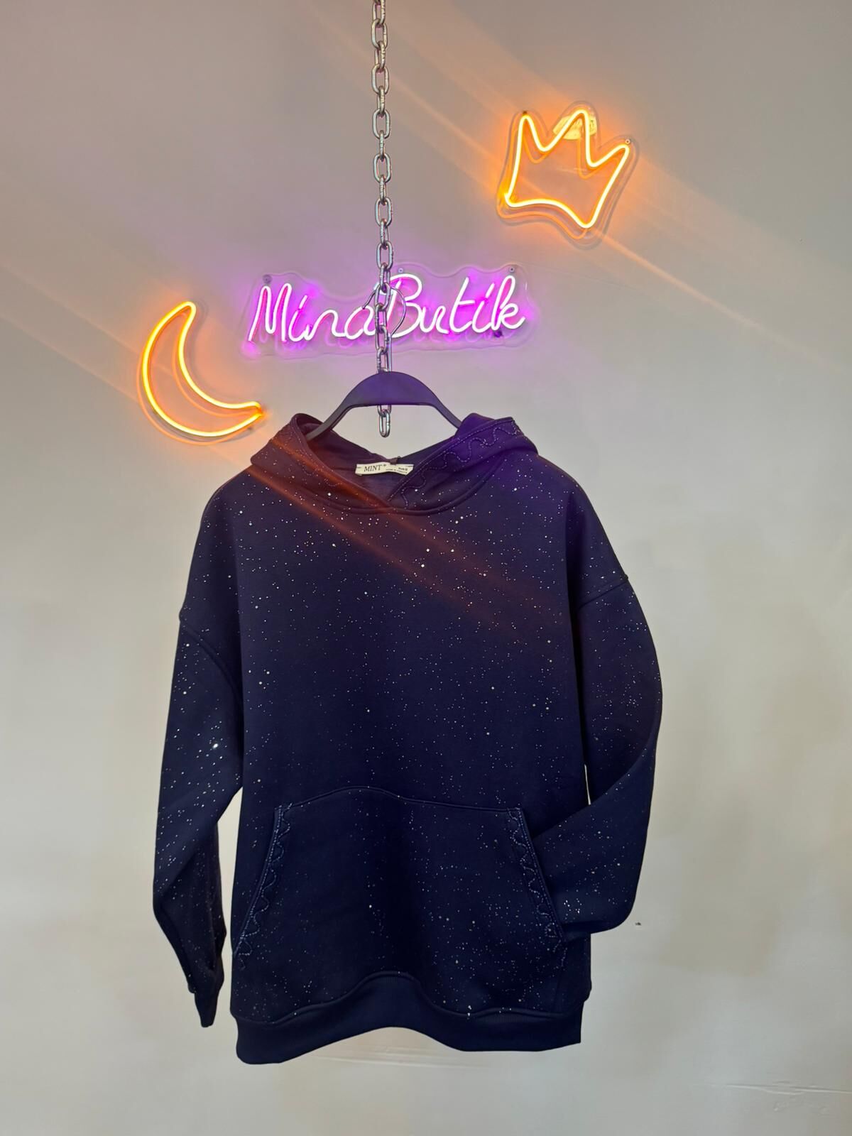 simli kapüşonlu sweat