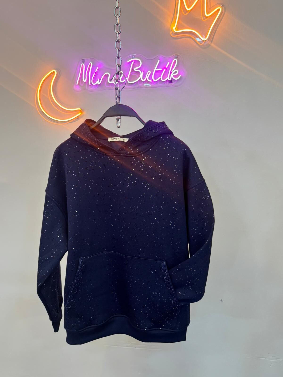 simli kapüşonlu sweat