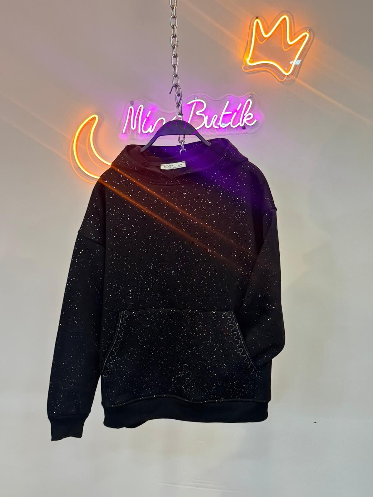 simli kapüşonlu sweat