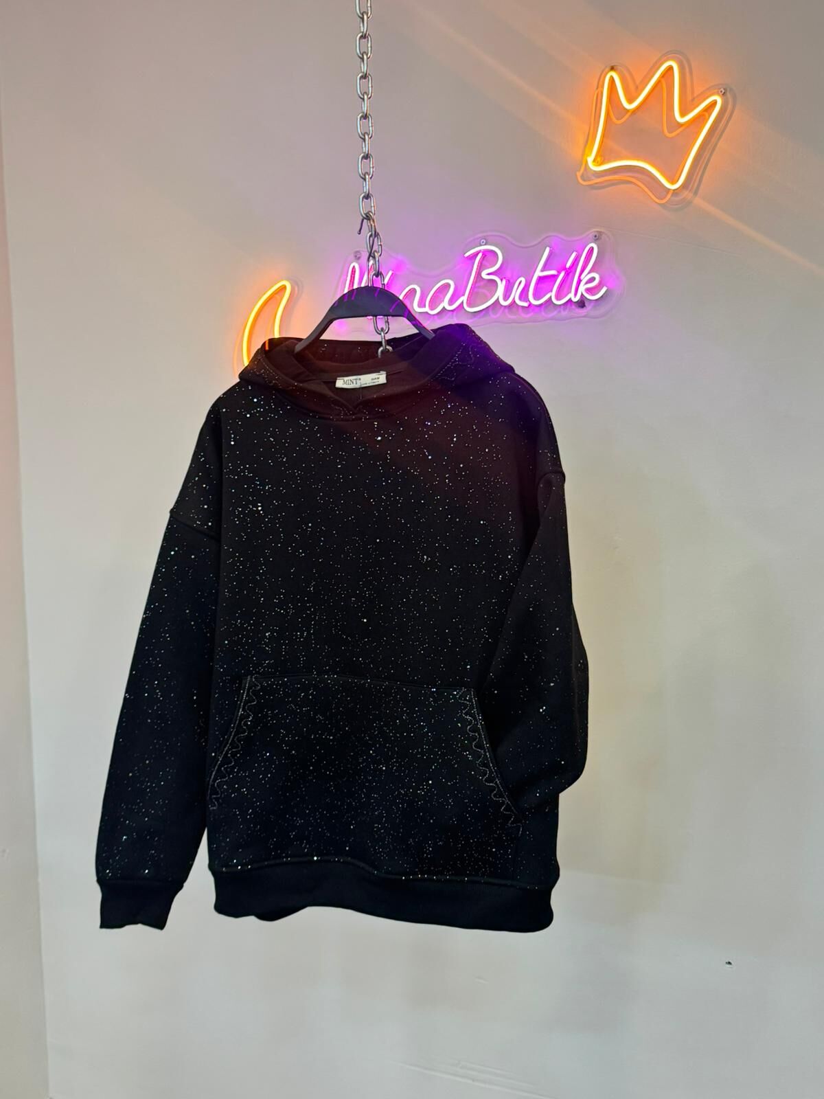 simli kapüşonlu sweat