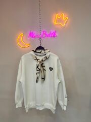 yaka fularlı sweat
