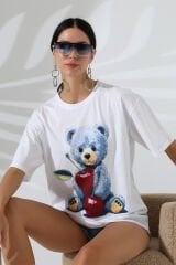 Ayıcık Baskılı Oversize Tshirt