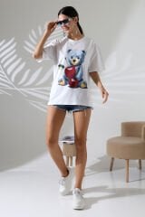 Ayıcık Baskılı Oversize Tshirt