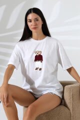 Ayıcık Nakışlı Oversize Tshirt