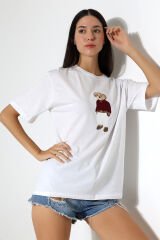 Ayıcık Nakışlı Oversize Tshirt