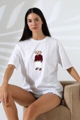 Ayıcık Nakışlı Oversize Tshirt