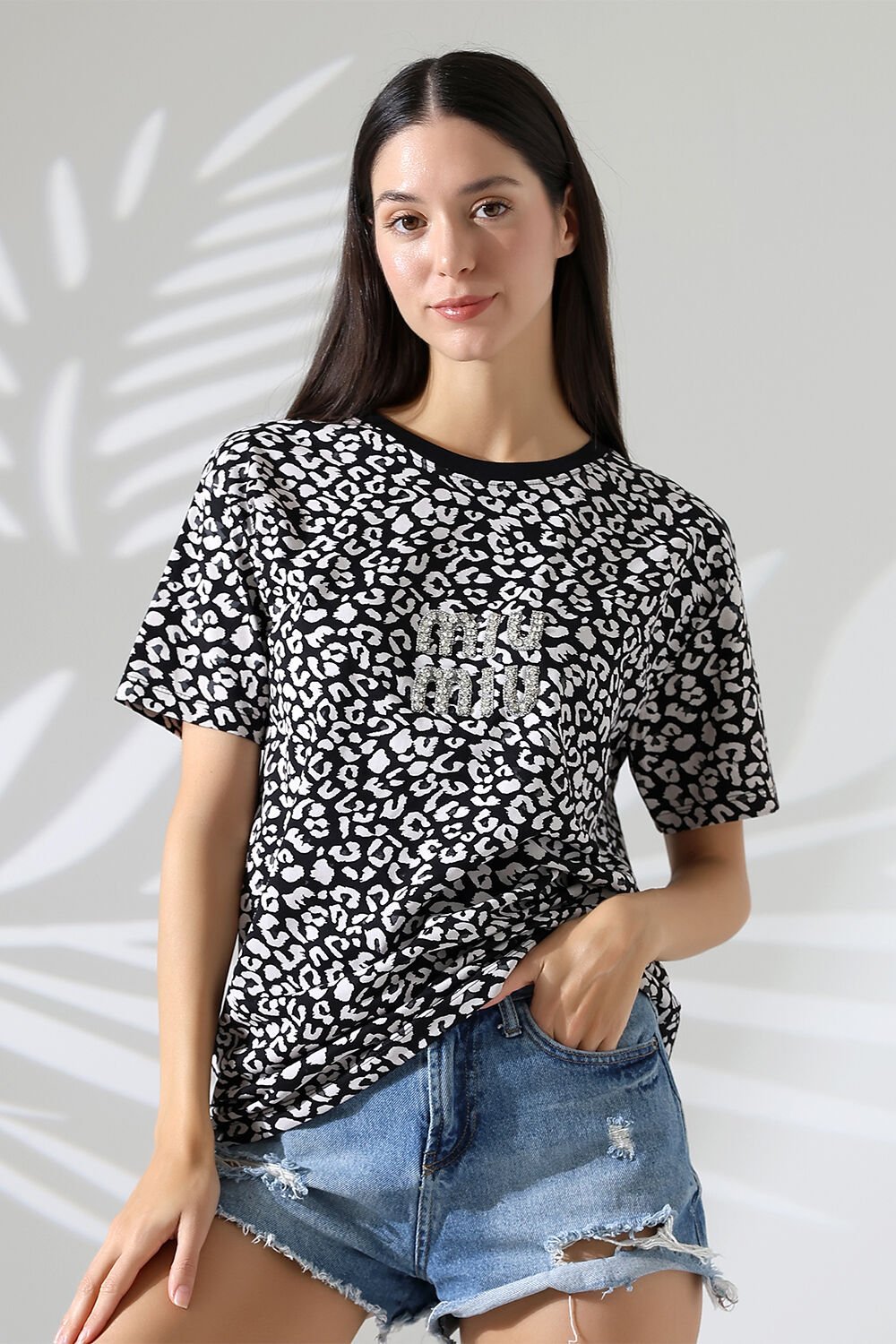 Miumiu Nakışlı Leoparlı Tshirt