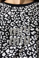 Miumiu Nakışlı Leoparlı Tshirt