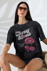 Yıkamalı Taşlı Oversize Tshirt